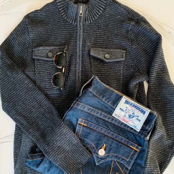 Marc Anthony Other - Marc Anthony Gray Zip Cardigan Sweater Men M